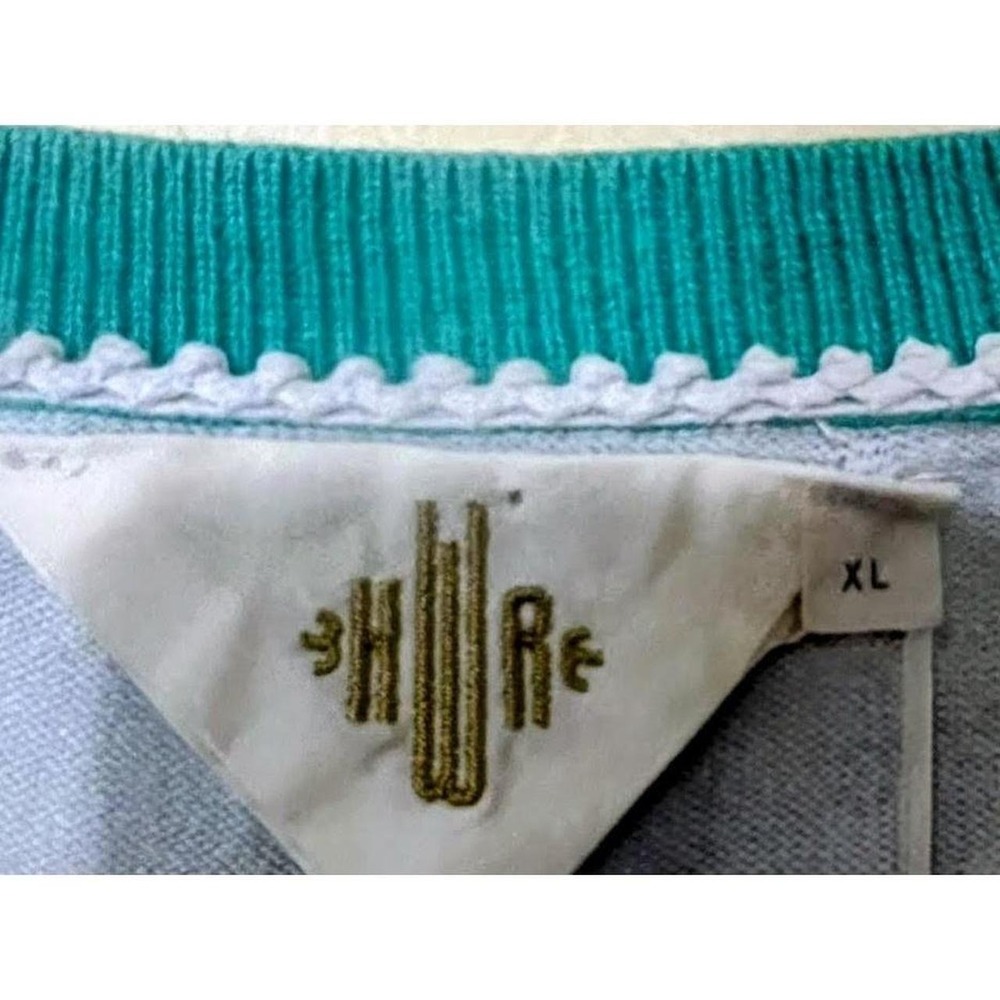 Anthropologie HWR Monogram Empty Nest Bird Sweater Green Suburgatory size XL - Picture 4 of 5